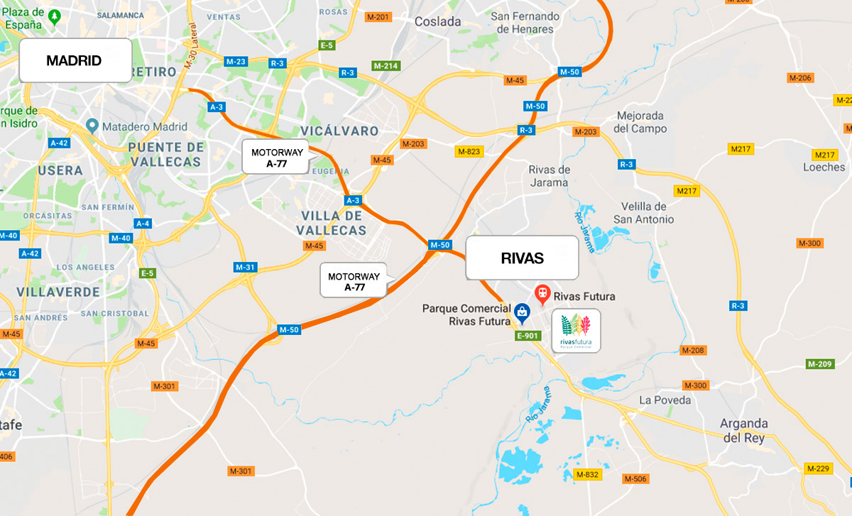 Como llegar Parque comercial Rivas Futura